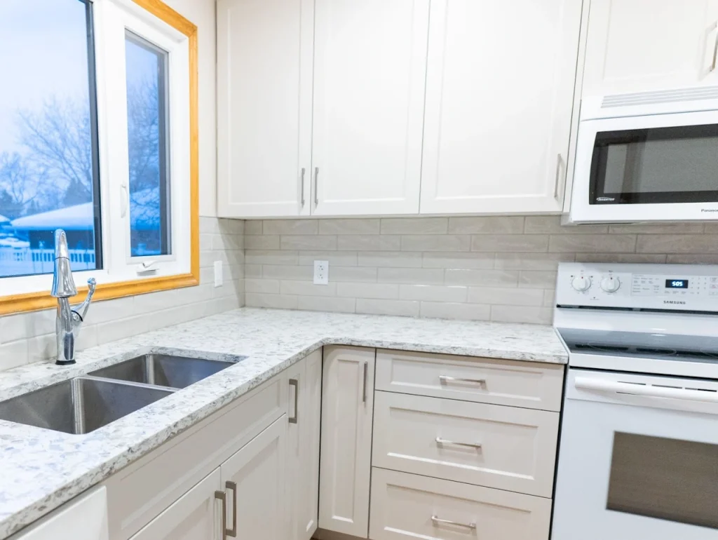Kitchen with custom cabinets and countertop
